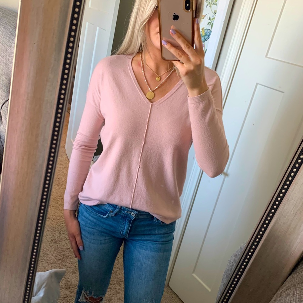 Light pink long sleeve tunic top